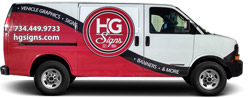 Even with a partial wrap, the HG Signs van stands out on any street, in any town