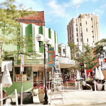 Installing banners at Ann Arbor's 8th Annual Sonic Lunch